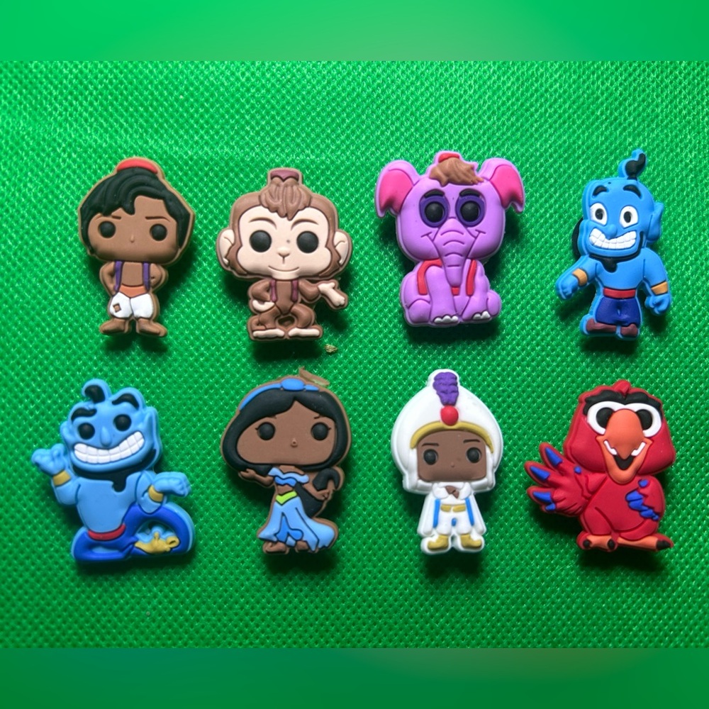 New Set of 8 Disney Aladdin and Friends Cartoon Network Croc Charm Collection